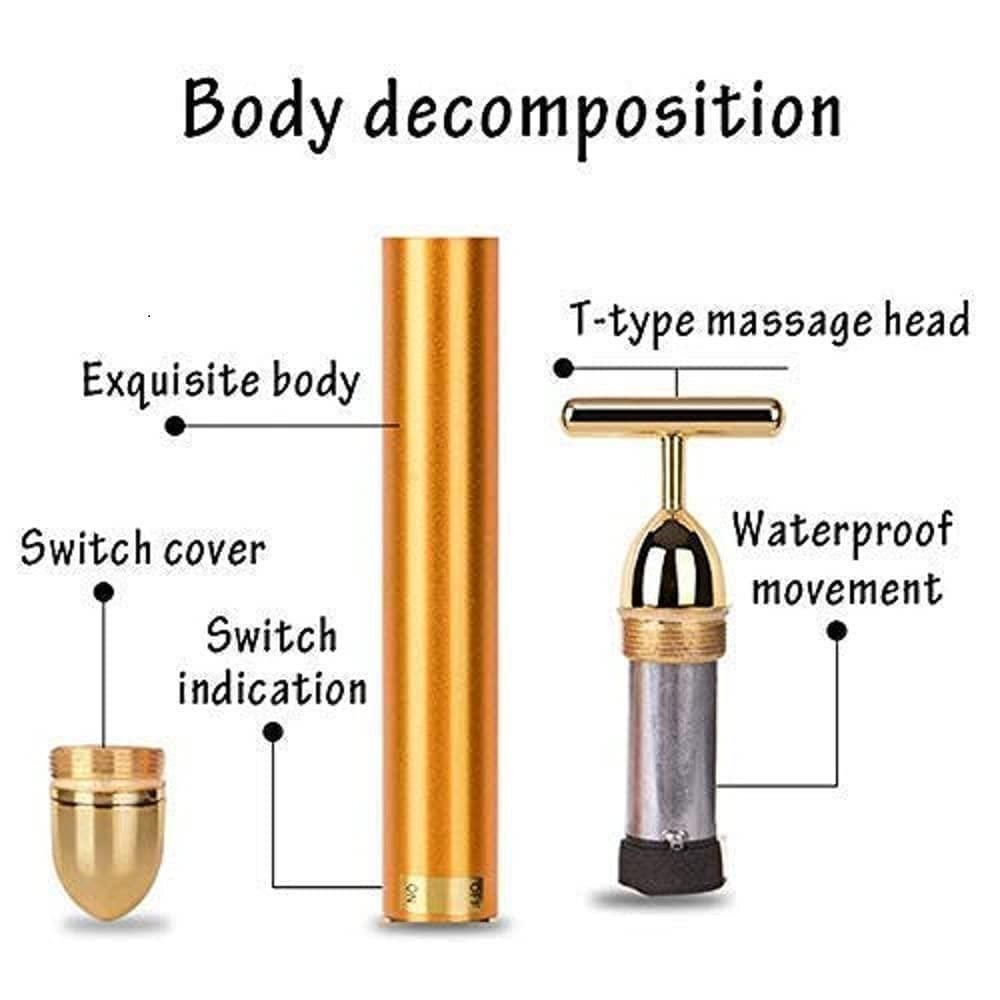 24K Gold Energy Beauty Bar Electric Facial Massage Roller Best Product winning