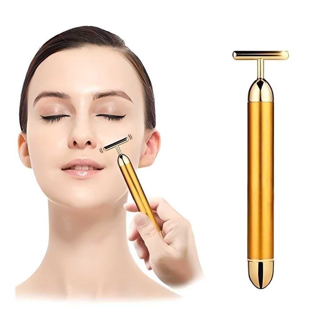 24K Gold Energy Beauty Bar Electric Facial Massage Roller Best Product winning